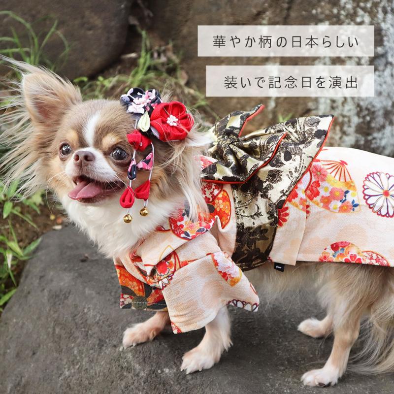 iDog 日本の伝統 華やか晴れ着 花飾り付き